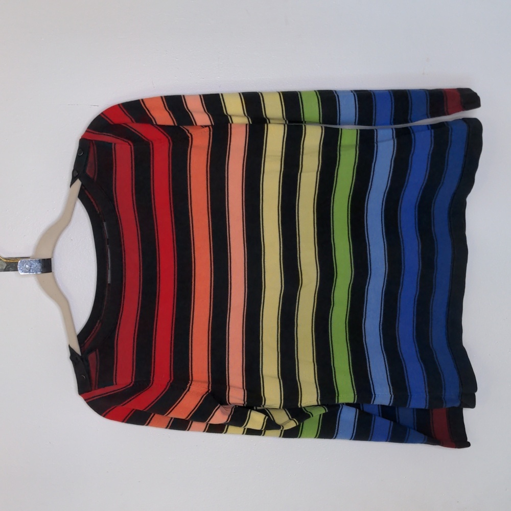 Vintage Liz Claiborne rainbow striped knit colorful sweater size small medium